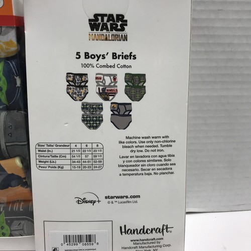 Star Wars MANDALORIAN Baby Yoda (4) 5 Packs BOYS BRIEFS Size 6 Underwear 20 Pair - Picture 4 of 4