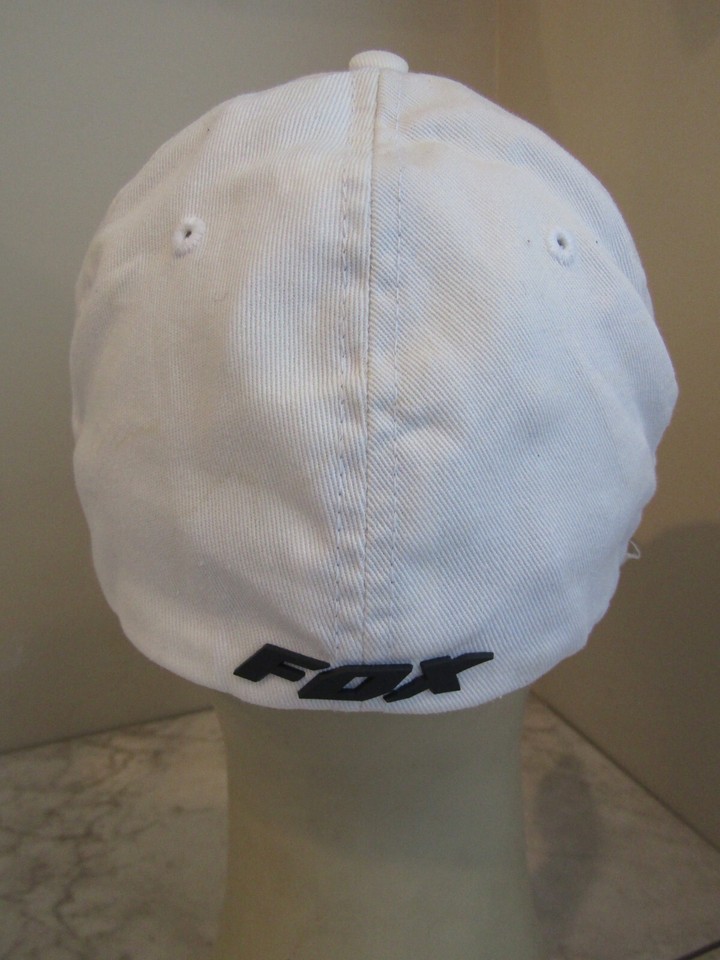 Fox Racing FlexFit Cotton/Elastane White Logo Hat Cap Men's Size S/M