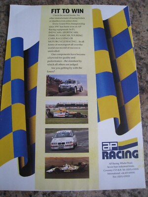 AP RACING COVENTRY COMPONENTS QUALITY AND PERFORMANCE 1994 ADVERT A4 FILE 40