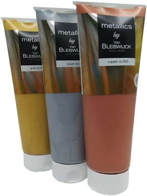 Metallic Acrylfarben Set Gold Silber Kupfer 250ml Tube Acryl Finish glänzend NEU