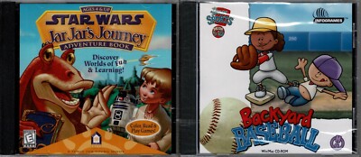 Backyard Baseball & Star Wars Jar Jar's Journey Adventure Book Pc New XP