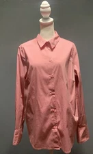 H&M Women's Sz Large Baby Pink Long Sleeves Button-Down Cotton Blend Shirt