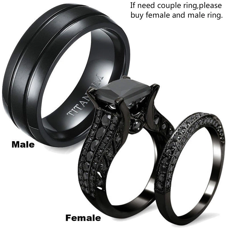 Frosted Black Titanium Couple Ring - Zoey - Zoey Philippines