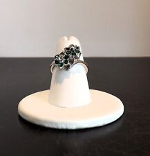Green colored Cocktail ring with 2 clear colored stones size 6.25