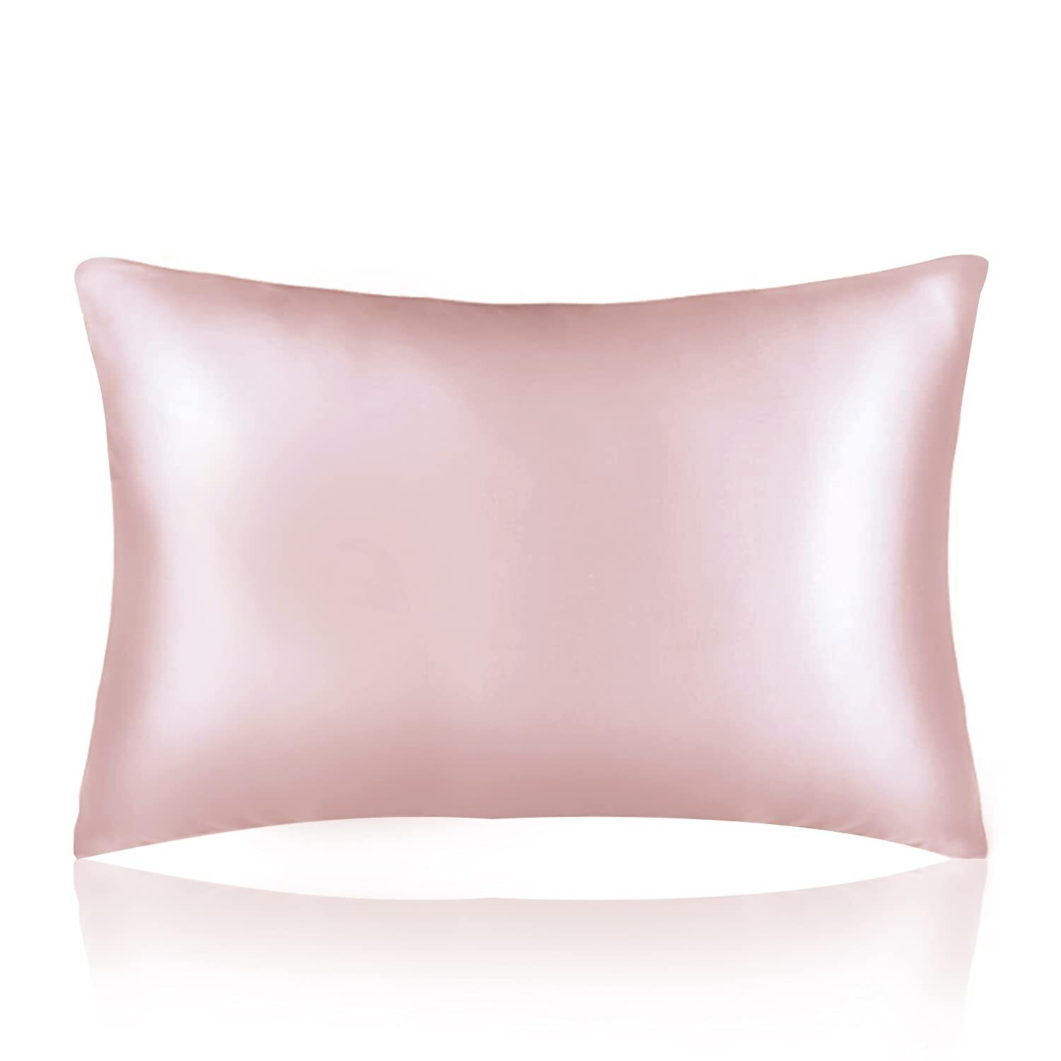 Pink Silk Pillowcase for Hair and Skin Care, Both Sides 19 Momme 6A Mulberry ...-image