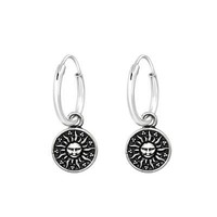 1 Paar Creolen Ohrringe 925 Sterling Silber Mit Sonne