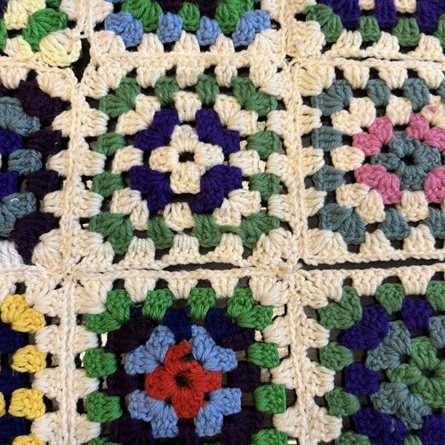 VTG Multicolor Handmade Cottage Core Granny Square Crochet 74x26 Runner Throw - Picture 10 of 14