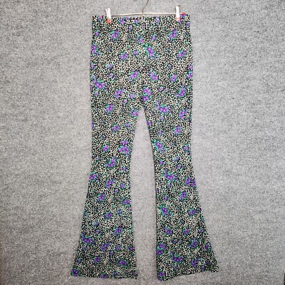 TopShop Flare Pants Bell Bottom Floral Print Sz Black Hobo Chic