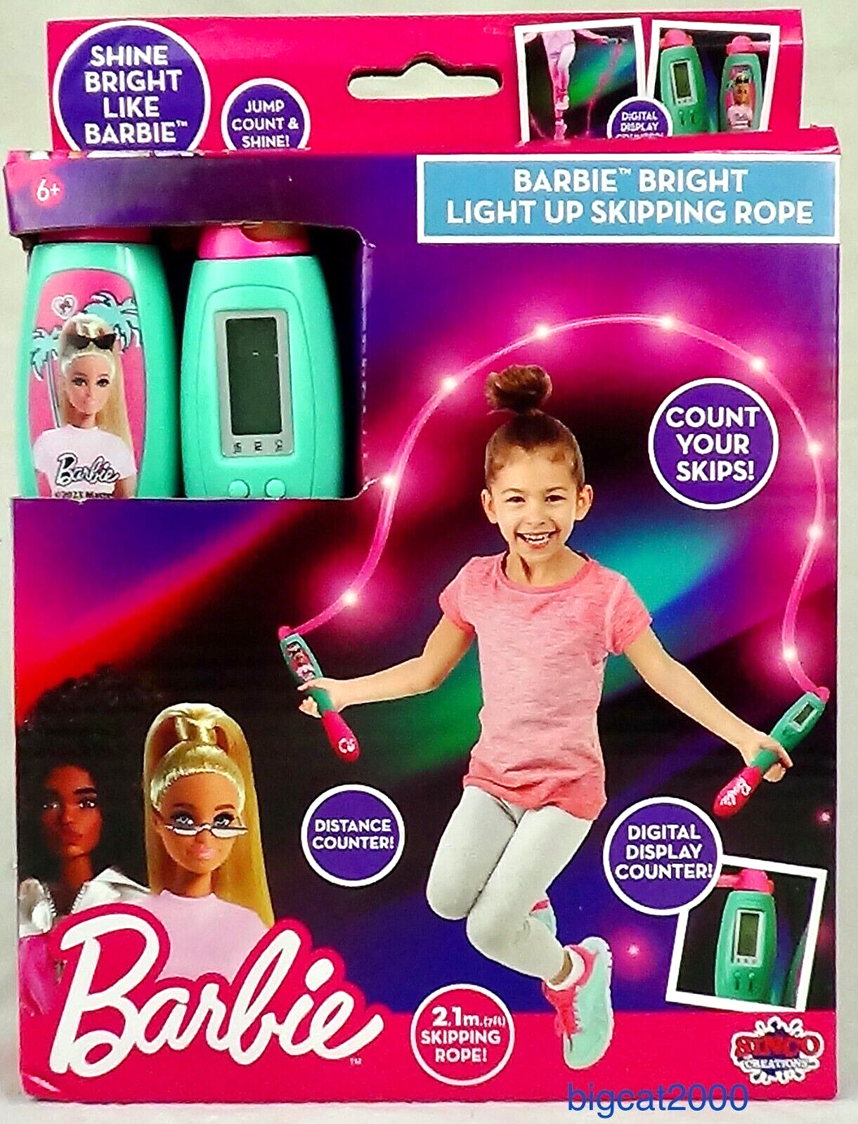 Barbie Bright Light Up Skipping Rope 2.1m Digital Display Jump Skip Counter