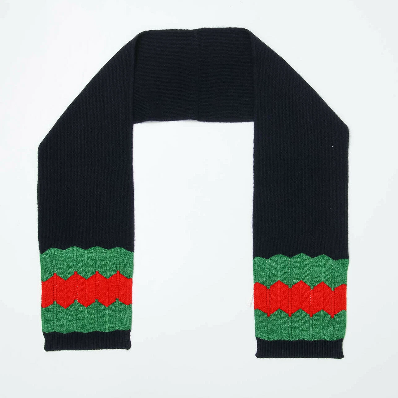 Écharpe enfants Gucci minuit bleu marine vert foncé laine rayée enfants