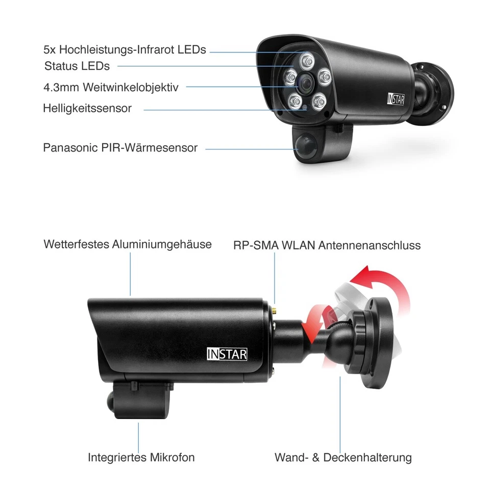 INSTAR IN-9408 2K+ LAN / WLAN Überwachungskamera für Aussen mit PIR / Mikrofon - Bild 2 von 4