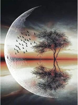 5D DIY Diamond Painting Kits for Adults Full,Moon Tree Full Drill Embroidery ...
