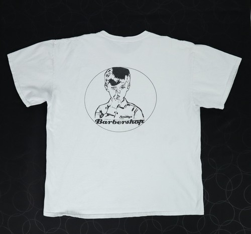 US Men’s XL White 100% Cotton Smittys Barbershop Boy Print Tee T Shirt Funny - Bild 2 von 7