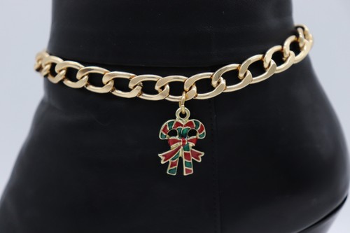 Damen 2 Stck. Stiefelkette Armbänder Westernschuh Weihnachten Zuckerstange Glitzer Anhänger - Bild 9 von 24