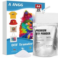 DTF Transfer Film and Kit for DTF  Sublimation Printer, 30 Sheets A4 -side G...