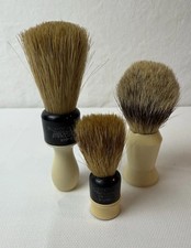 Vintage Set of 3 Men  s Shaving Brushes, Badger Hair, 1940  s