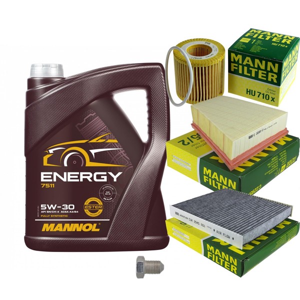 Mann Inspektionspaket 5L Mannol Energy 5W-30 FüR Skoda Fabia II 1.2 VW Fox Polo-image