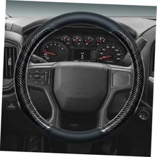 Yangday Leather Steering Wheel Cover for Chevy Silverado 1500 Carbon Black - A