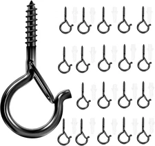 20 PCS Screw-In Hooks for Outdoor String Lights, Windproof Q Hanger Hooks with S