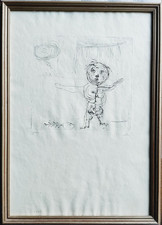 Enrico Baj prova di artista cornice 54x39cm "I bambini muoiono" Mestro del 900