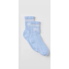 NWT Alo Yoga Half Crew Socks Blue White Unisex M Athleisure Retro Soft Girl