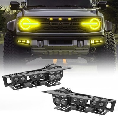 SUNPIE LED Flood Beam Fog Lights Turn Signal Mount Bracket for Ford Bronco 21-25
