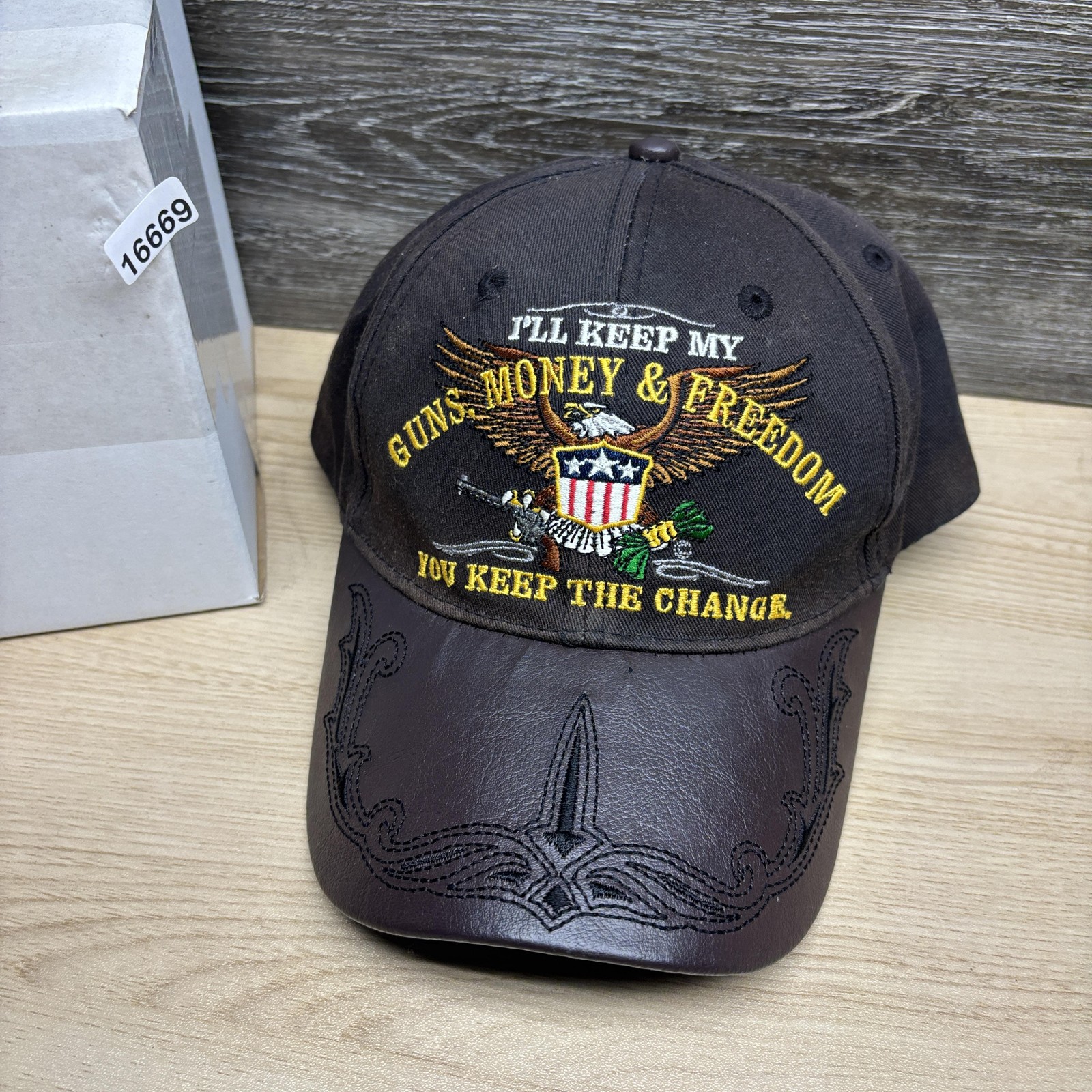 Second Amendment Hat Cap Strap Back Black Faux Le… - image 12