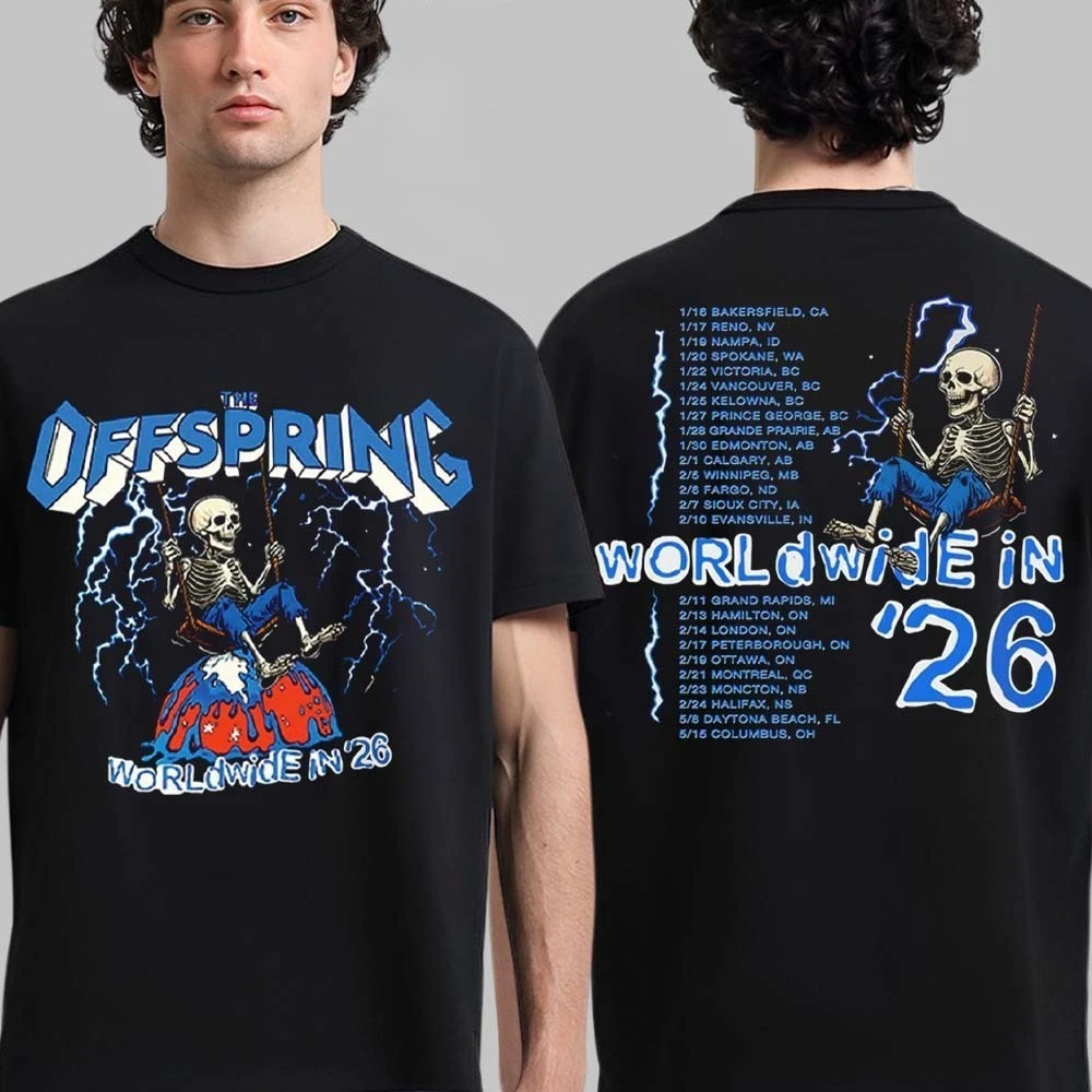 The Offspring 2026 Tour Skeleton Globe Graphic T-shirt