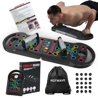 HOTWAVE Push Up Board Fitness Portable Foldable 20 in 1 Push Up Black Standard