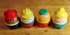 Vintage Lot of 4 Little Tikes Toddle Tots Weeble Wobble Chunky People Figures