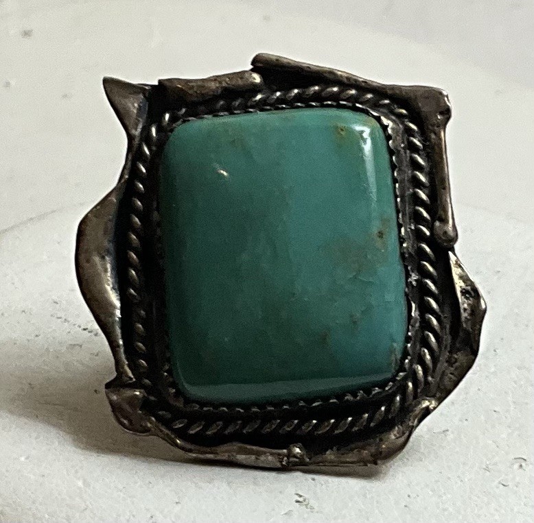 vintage large turquoise ring - image 2