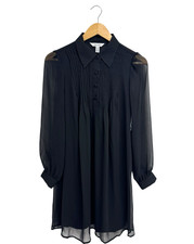 Nine West women's swing Pintuck Dress black Sheer sleeve size S