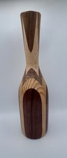 Handmade Tall Wooden Bud Vase Featuring Different Wood Tones Signed 11.875 H