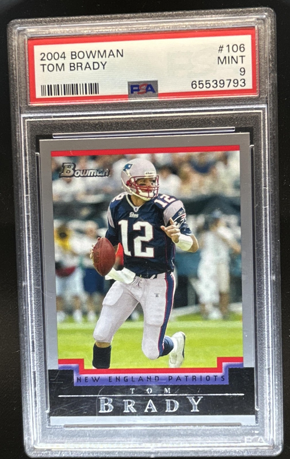 2004 Bowman Tom Brady #106 Patriots PSA 9 view 1