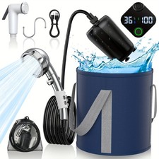 Portable Camping Shower 2600mAh Rechargeable Outdoor Camp Pump for Hiking Travel
