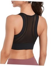 High Impact Sports Bras for Women Large Bust Zip Front Large Plus Black