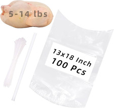 Poultry Shrink Bags,100 Pcs 13X18 Chicken Bags Heat Shrink Poultry Bag for Freez