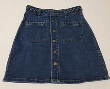 Harper Denim Jean Short Skirt Front Snap Closure W/Front Pockets Size Medium