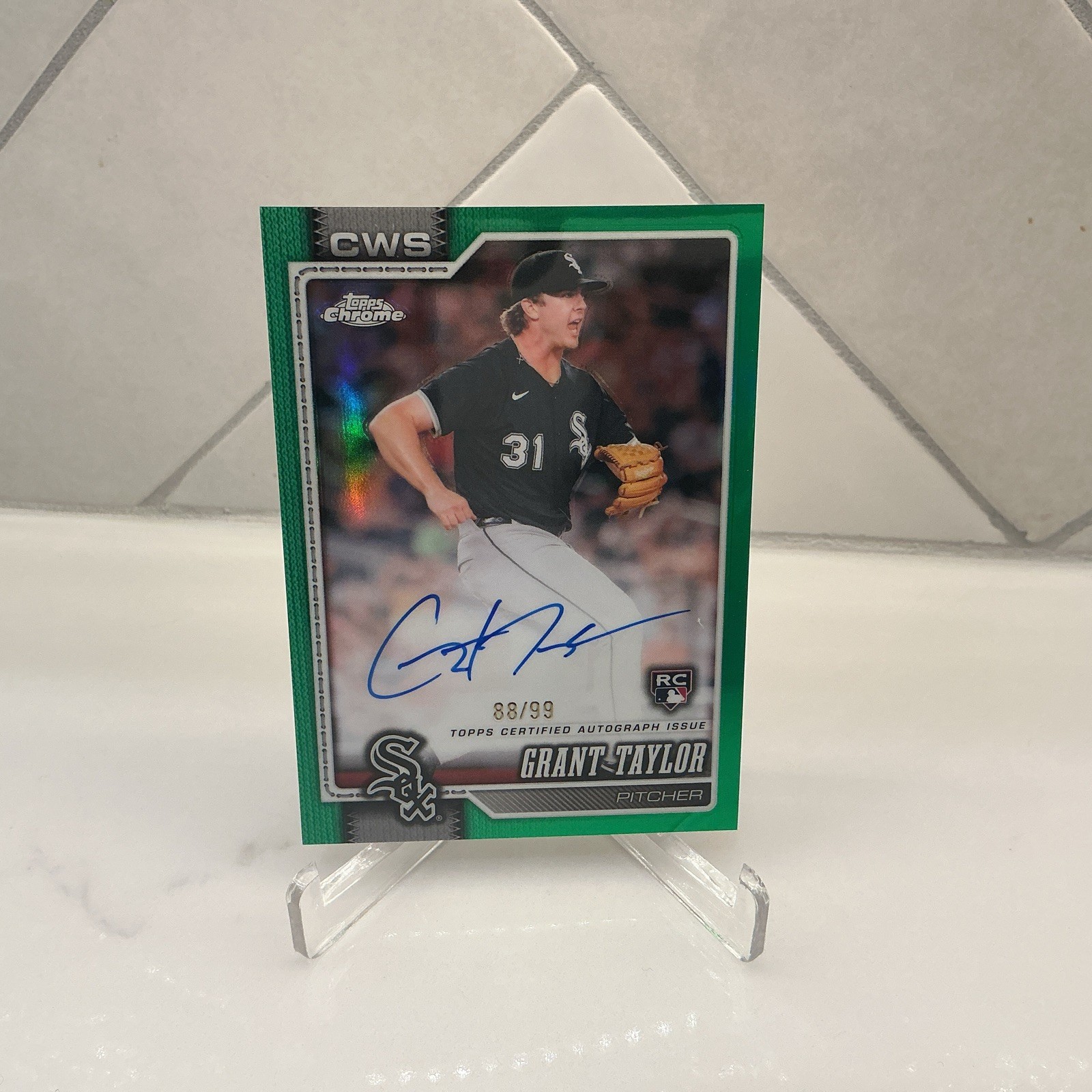 2026 Topps Chrome Grant Taylor RC Auto True Green /99#RA-GT White Sox