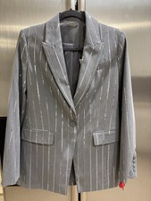 Elie Tahari Grey Sequined Stripped Blazer sz.2 NWT 495