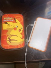 Nintendo 2DS XL Console - White/Orange (With Case and Pokemon Ultra Sun)