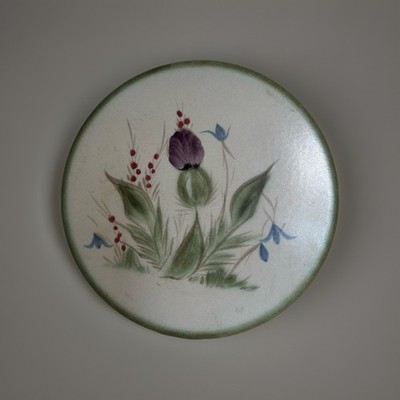 Buchan Portobello Scotland Thistleware Stoneware 6'' Trivet Hand Painted Flowers