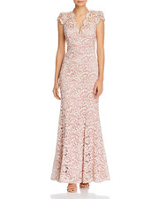 NWT Eliza J Scalloped-Edge Lace Gown Dress Blush light pink 6, runs small fits 4