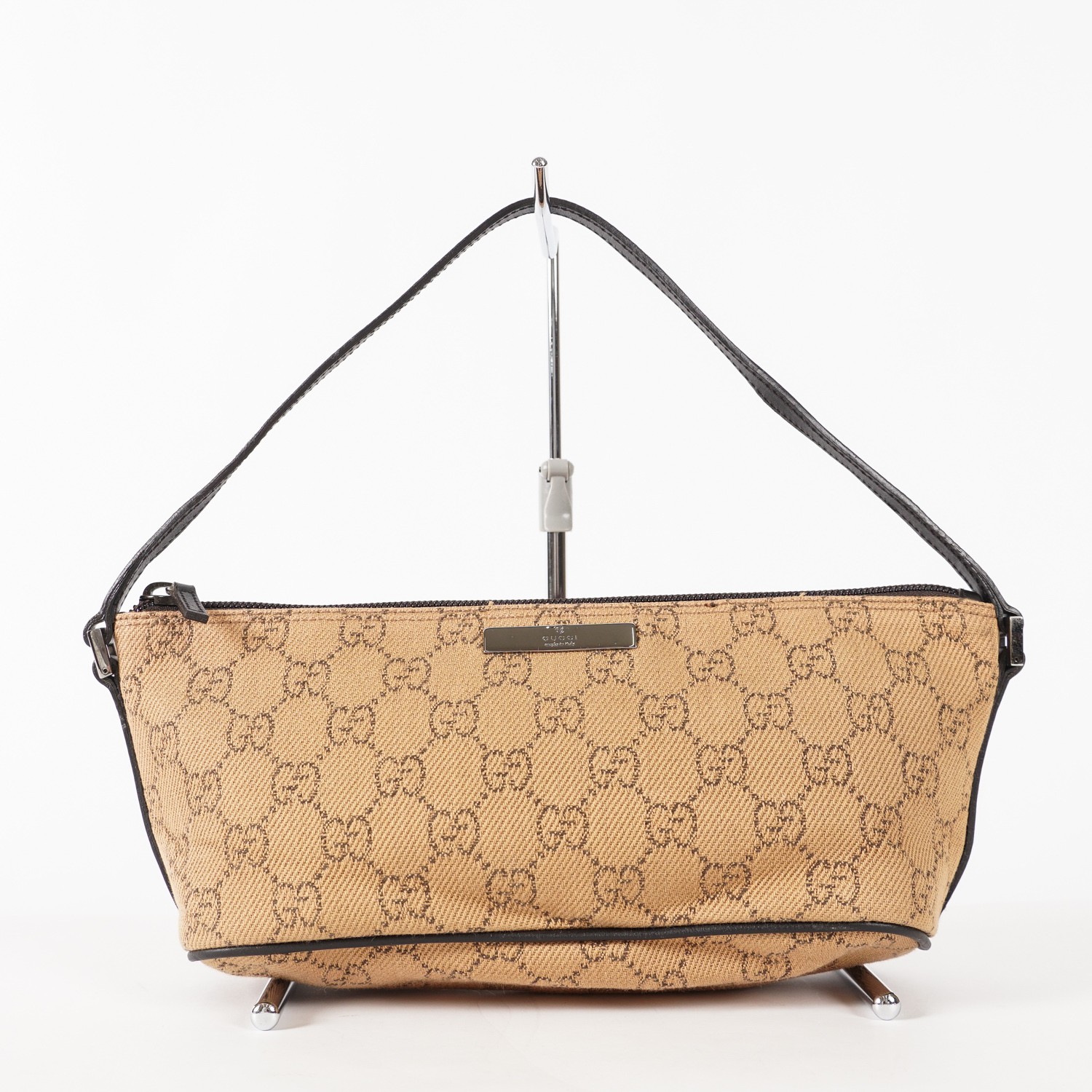 Borsa pochette Gucci in tela con monogramma marrone 12E092200003