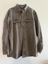 Vintage CARHARTT Canvas Long Sleeve Work Shirt Dark Brown Men  s Button Up XL