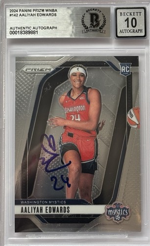 Aaliyah Edwards Signed 2024 Panini WNBA Prizm RC #142 BAS Auto Grade 10 Card