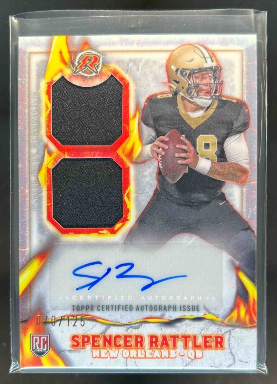 2024 Topps Resurgence Spencer Rattler Rookie Patch Auto RC White Surge #70/125