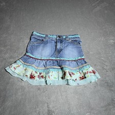 Y2k Mary Kate And Ashley Denim Skirt Girls 4 Aqua Ruffled Hem Studs Embellished