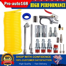 25 ft Recoil Poly Air Compressor Hose Accessories Tool Kit For Various Inflation