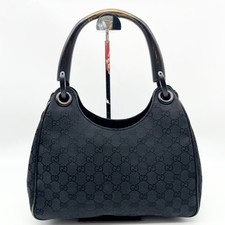 Gucci Handbag Hobo Shoulder bag Wood handle GG Canvas Leather 106495 Y2K Auth